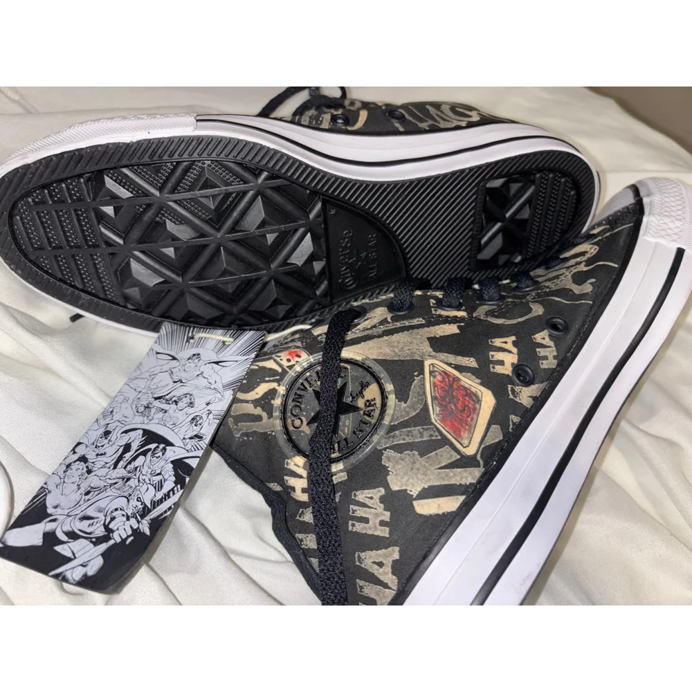 RARE New Converse X DC Joker Cosplay Grunge Graphic High Top Sneakers Womens 8.5 - Picture 5 of 14